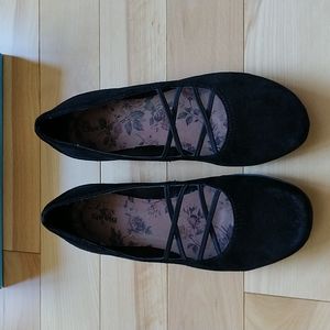 Black suede flats